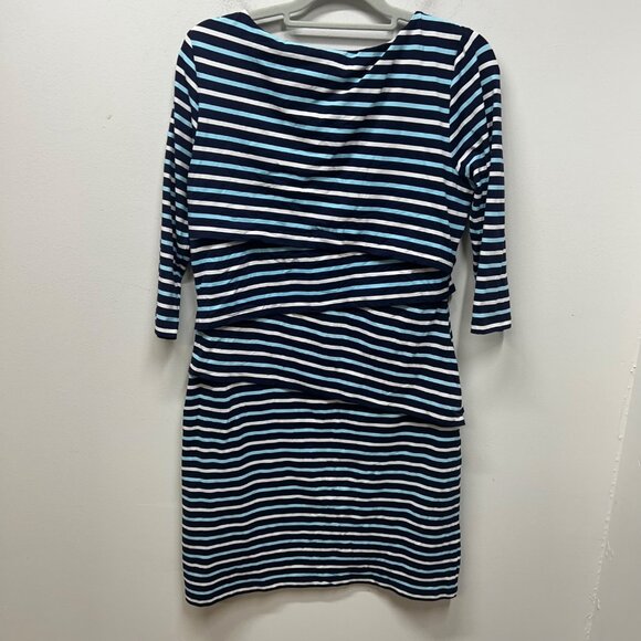 J.McLaughlin Womens Navy & Light Blue Striped Dress L - Picture 6 of 9